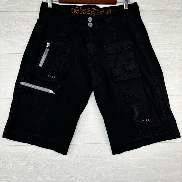 Pete & Greta by Johnny Was Black Cargo Shorts Size 6 - Picture 2 of 13